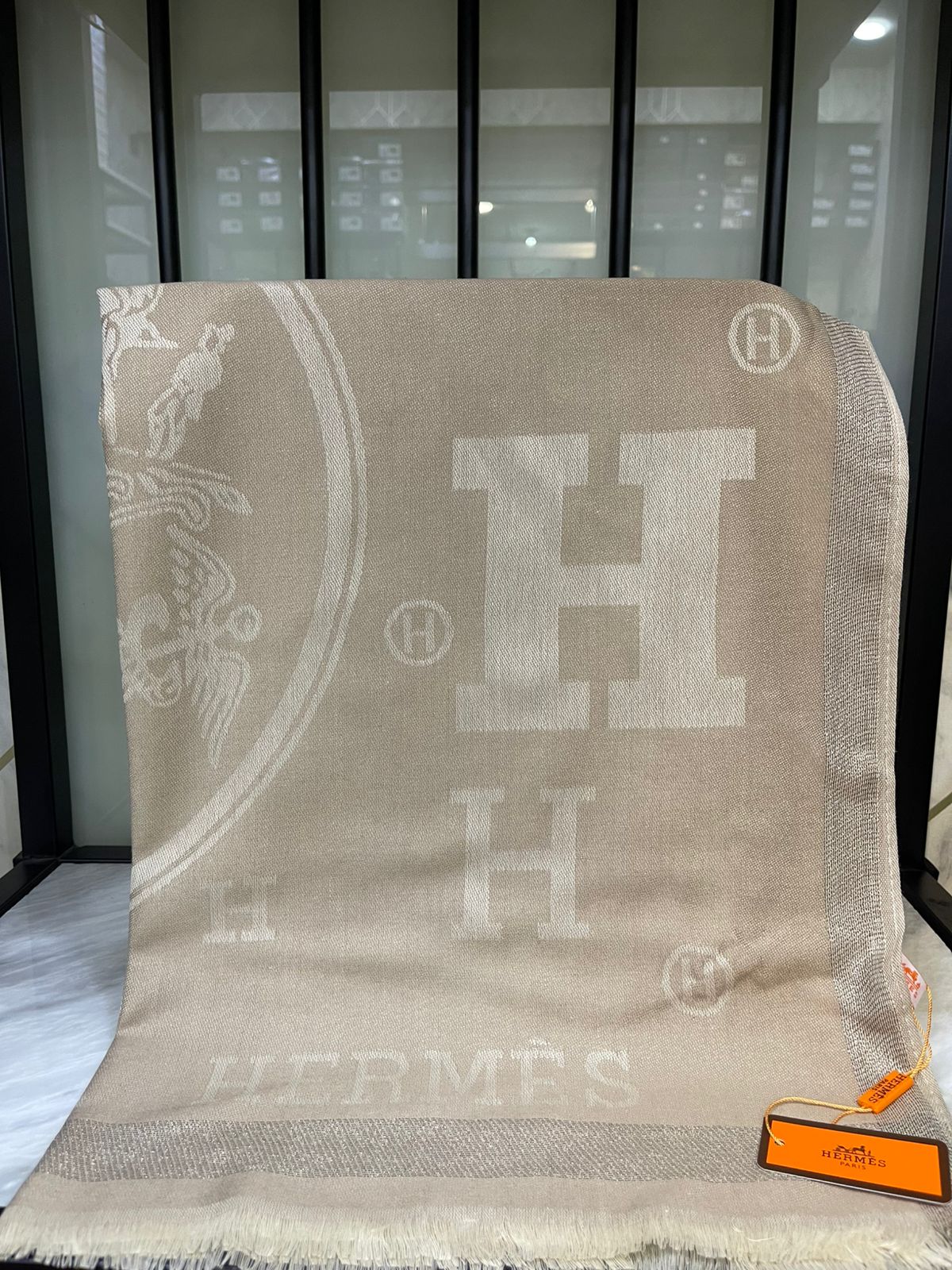 Hermes Beige Printed Scarf/Stole