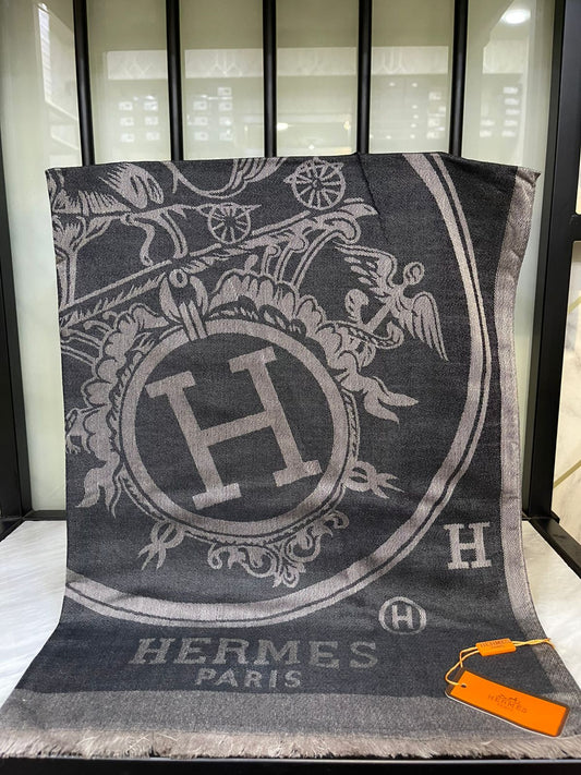 Hermes Black Printed Scarf/Stole