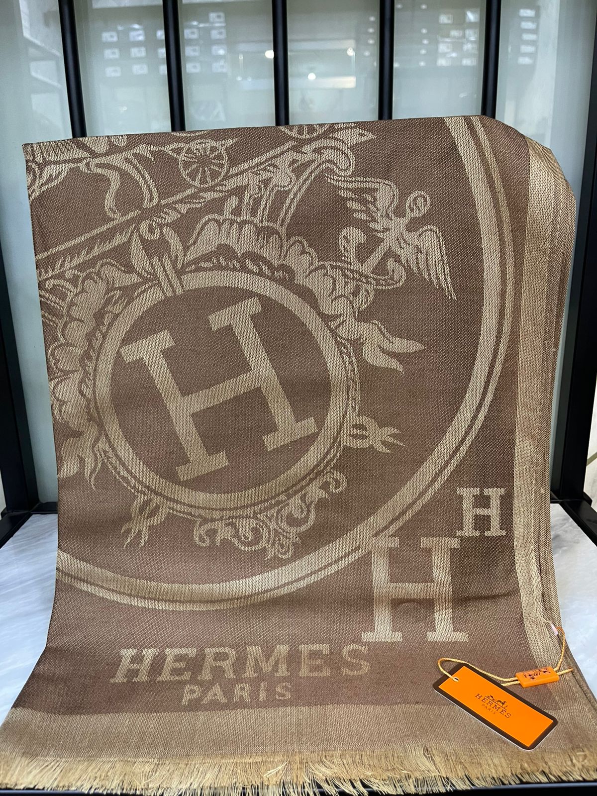 Hermes Brown Printed Scarf/Stole