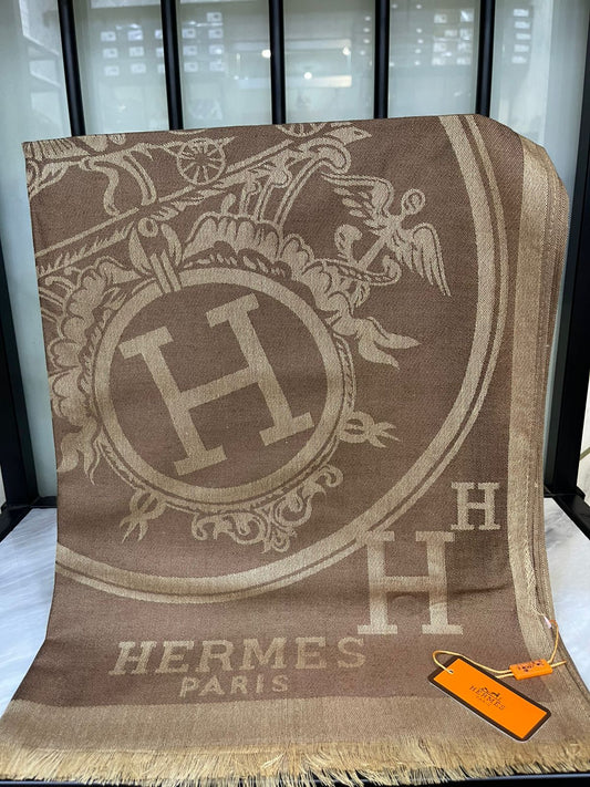 Hermes Brown Printed Scarf/Stole