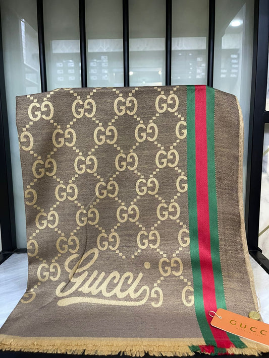 Gucci Brown Printed Scarf/Stole