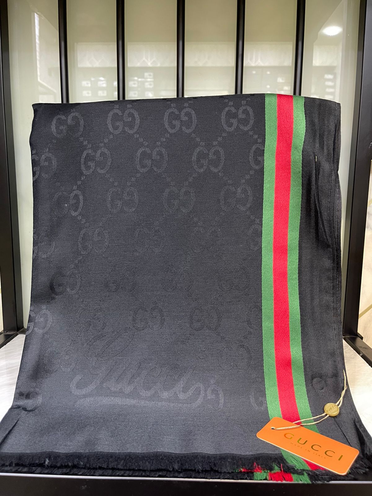 Gucci Black Printed Scarf/Stole